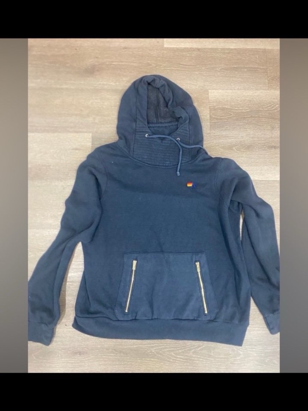 Aviator Nation Men's Navy Crewneck Hoodie with Gold Zippers
